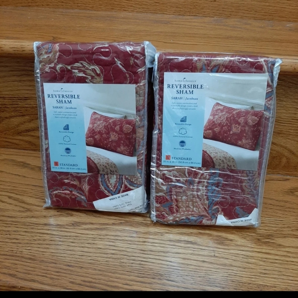 HOME CLASSICS Reversible Jacobean Cotton Standard Shams (2 shams)